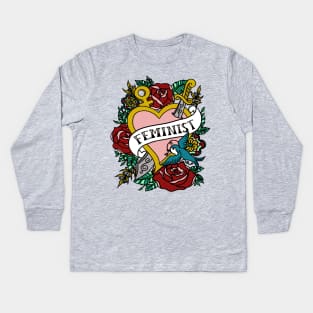 Feminist Tattoo Heart Kids Long Sleeve T-Shirt